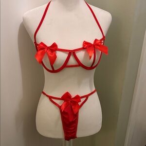 Red Strappy Lingerie Set
